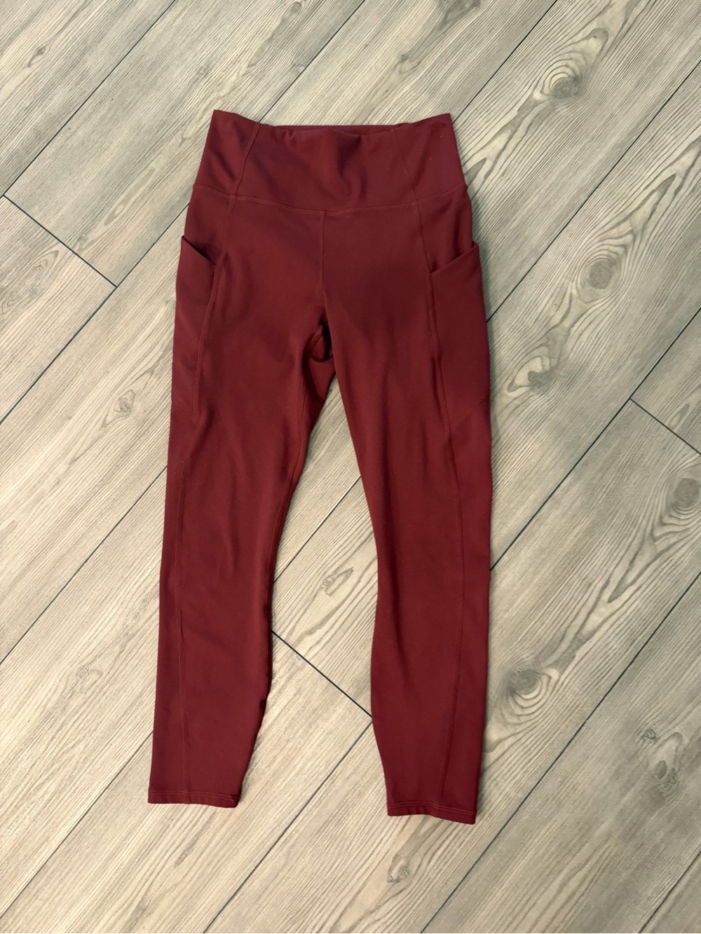 Fabletics Marroon High-Waist Leggings with Side Pockets